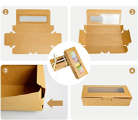 Boîtes d'expédition en carton kraft brun avec fenêtre transparente pour macarons et bonbons, écologiques et biodégradables, livraison en 1 à 3 jours, en gros