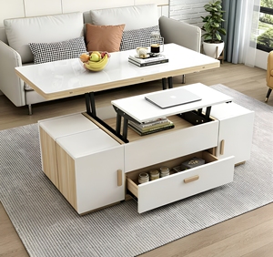 Tavolino da Tè Multifunzionale Moderno, Combinazione Mobile TV Retrattile e Pieghevole per Piccoli Appartamenti, Soggiorno e Hotel - Product Image 1