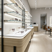 Vitrine optique de luxe sur mesure avec éclairage LED, présentoir à lunettes professionnel, service de design d'intérieur LED pour toute la boutique