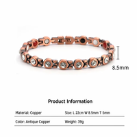 Pulsera Magnética de Cobre con Cristales CZ, Eslabones Redondos con Bisagras, Terapia Magnética para el Alivio del Dolor, Joyería para Hombres y Mujeres, Venta al por Mayor, Personalizable OEM