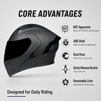 Casque de moto BOJUE ABS à visière relevable avec double visière, design modulaire, fermeture rapide, homologué DOT, toutes saisons