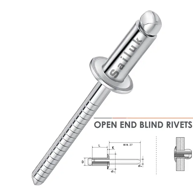 High Quality Custom 304 Stainless Steel Open Type End Blinde Rivets For Sale