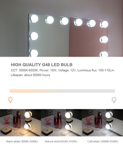 Bulb Style <strong>Mirror</strong> Led Touch Screen Makeup Vanity Make <strong>up</strong> Bulb <strong>Mirror</strong> With 15 <strong>Light</strong> Bulbs - Product Image 5