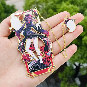 Marque-pages en métal personnalisés avec design anime, plaqués or, impression UV, avec pendentif, vente en gros - Product Image 3