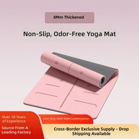 Tapete de Yoga Antideslizante y sin Olor de 8 mm de Grosor, Tapete de Ejercicio de TPE para Gimnasio en Casa y Pilates
