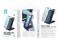 Station de charge sans fil Techancy 3 en 1, support de voiture réglable, chargeur portable 15W stable et antichoc, origine Chine, modèle TM12020