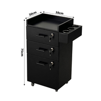Carrito de Peluquería Profesional con Ruedas y Almacenamiento Superior Abierto - Carro de Barbero y Gabinete de Herramientas para Peluquero de Alta Resistencia en Negro con Llaves