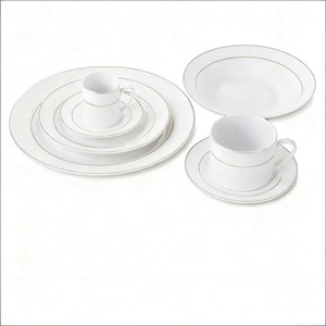 <span class=keywords><strong>20</strong></span> pièces HARVIT – Services <span class=keywords><strong>de</strong></span> vaisselle en porcelaine à bord doré, design classique, compatibles lave-vaisselle et micro-ondes, assiettes et soupières <span class=keywords><strong>de</strong></span> haute qualité - Product Image 2
