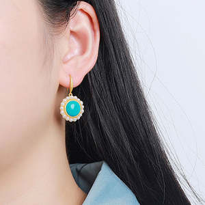 Pendientes de plata de ley 2020 con diseño bonito, accesorios de joyería turquesa, pendientes de perlas, fabricante de china, 925 - Product Image 6