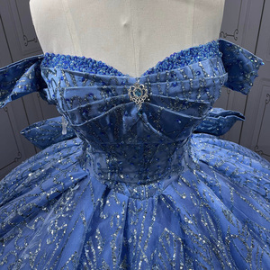 Người yêu cổ Fuchsia quinceanera váy <span class=keywords><strong>sequin</strong></span> vestidos de 15 Anos tắt Vai Instagram Gown lsmu32 - Product Image 6