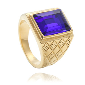 Anillo Cuadrado Multicolor de Acero Inoxidable, Chapado en Oro, Estilo <span class=keywords><strong>Punk</strong></span>, Unisex, con Caja de Regalo - Product Image 2