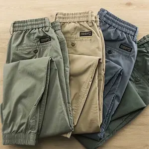Oem Men's Industrial Cotton Pants Mens Loose Chino Pants Trousers Black Cargo Stacked Pants Men Joggers