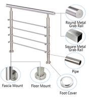 Miroir de sécurité moderne en acier satiné CAD 4 6mm pour balustrade, tube de terrasse, poteau de main courante en acier inoxydable de qualité 304/316, protégé contre les UV