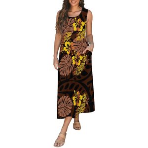 Vestido Chaleco con Bolsillos para Mujer, Diseño Personalizado Más Vendido, Vestidos sin Mangas con Cuello Redondo Estampados de Nueva Zelanda, Vestido con Diseño Hawaiano - Product Image 3