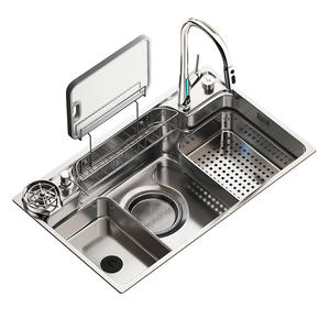 Ensemble d'évier de cuisine domestique en acier inoxydable SUS304 monobloc gris bronze avec cuve de lavage nano grain de riz - Product Image 5
