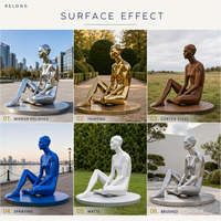 Sculpture géométrique abstraite moderne en acier inoxydable de grande taille RELONG, design à facettes, pour jardin extérieur, parc, espace public