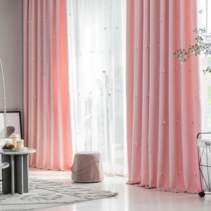 Tenda <span class=keywords><strong>per</strong></span> Cameretta Bambina Stile Principessa, Nuova Collezione, Ricamata con Farfalle Patchwork Rosa, Trasparente, Stile Coreano - Product Image 1