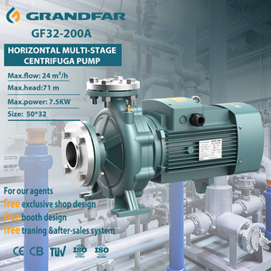Pompe centrifuge horizontale industrielle Grandfar 380V 10 CV 7,5 kW, haute puissance, OEM, pour eau propre, modèle GF32-200A, 10 CV haute puissance - Product Image 1