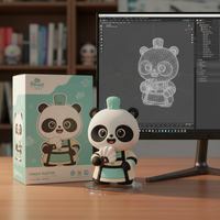 Personnages de panda en silicone 3D personnalisés Figurine en caoutchouc PVC souple Jouet Figurine de décoration de bureau