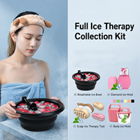 Juego de Herramientas de Belleza para Terapia de Hielo Personalizadas al por Mayor: Cuenco Facial de Silicona para Hielo, Molde para Cubitos de Hielo Facial y Masajeador de Cuero Cabelludo Refrescante para Cuidado con Hielo