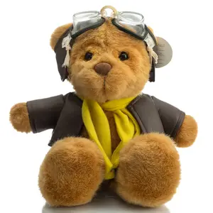 Fabrik hohe Qualität benutzer definierte Luftfahrt Kapitän Bär Uniform Plüsch Abschluss Teddybär Stofftier für Baby geschenke