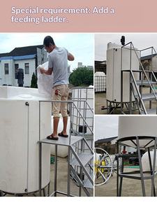 Serbatoio <span class=keywords><strong>per</strong></span> Trattamento Acque Reflue in Plastica con Agitatore, Alimentazione a Tubo, Circolazione, Riscaldamento a Scala, Fondo Conico Rinforzato - Product Image 4