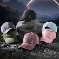 Gorra de béisbol de 6 paneles de mezclilla desgastada y rasgada, estilo vintage, con efecto deshilachado, tipo Dad Hat, ajustable, de algodón, tipo Trucker, para hombre y mujer