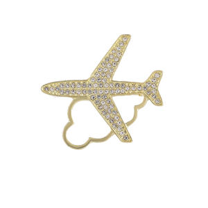 เข็มกลัดติดเสื้อรูปเครื่องบิน 3 มิติ ชุบทอง งานฝีมือ ของที่ระลึกงานแต่งงาน/งานหมั้น - Product Image 5