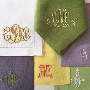 Serviettes en lin personnalisées avec logo, serviettes monogrammées <span class=keywords><strong>pour</strong></span> fête, <span class=keywords><strong>mariage</strong></span>, broderie sur la surface, 100% lin - Product Image 5