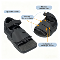 Chaussure post-opératoire à bout carré personnalisée ODM OEM, approuvée CE ISO, avec semelle compensée de décharge du talon, sangles en maille respirante, pour épine calcanéenne