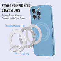 Support de téléphone magnétique en métal portable, flexible et robuste, réglable à 360 degrés, avec anneau de maintien pour doigt, pour lit et bureau, personnalisable OEM/ODM avec logo