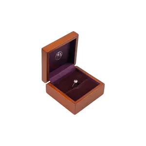 Single Slot Holz Ring Box für Ring Massivholz Geschenk box Square Wood OEM Custom Schmucke tui