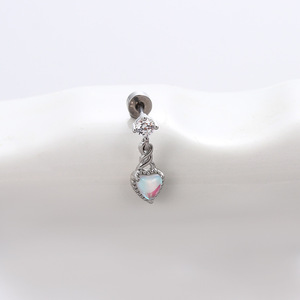 Copper CZ Dangle <b>Piercing</b> <b>Earrings</b> with Butterfly Heart Cross Charms | Stainless Steel Barbell Cartilage Jewelry for Women - Product Image 6