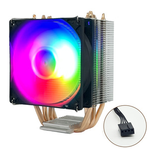 4 pin RGB PC yên tĩnh CPU Cooler 4 ống dẫn nhiệt Tương thích cho Intel <span class=keywords><strong>LGA</strong></span> 1200 1150 <span class=keywords><strong>1366</strong></span> cho AMD AM3 Bộ vi xử lý Quạt làm mát tản nhiệt - Product Image 1