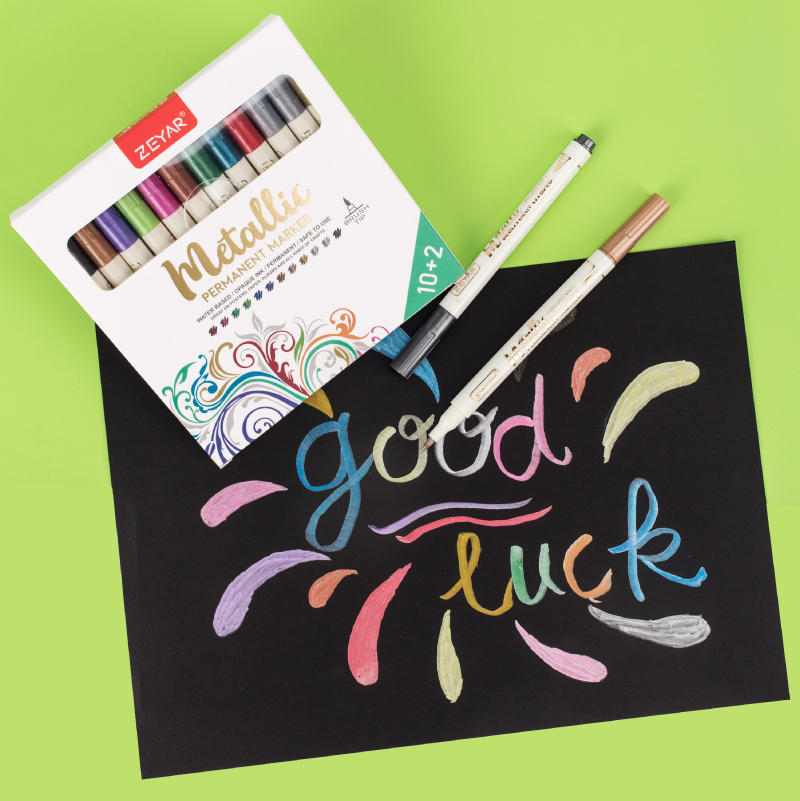 Металлические маркеры по индивидуальному заказу, перманентные маркеры, кончик кисти, отлично подходит для покраски камней, черной бумаги, подарочной карты, альбома для скрапбукинга