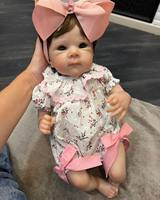 Nouvelle poupée en silicone vinyle faite à la main, adorable et exquise, aux cheveux bouclés et aux grands yeux, objets de collection d'art, poupée réaliste de 22 pouces (55 cm), poupée nouveau-né