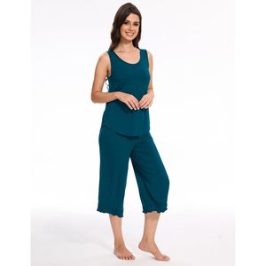 Ensemble de pyjama pour femmes, 2 pièces, débardeur en viscose de bambou, pantalon capri, vêtements de nuit, vêtements de détente, pyjama en modal pour femmes - Product Image 2