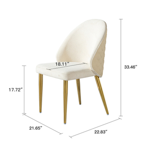 Modern OE HOME Dining Room Chair Stainless Steel Legs Light Yellow PU Leather <b>Back</b> <b>Cushion</b> Beige Velvet Front <b>Cushion</b> Hotel Home - Product Image 6