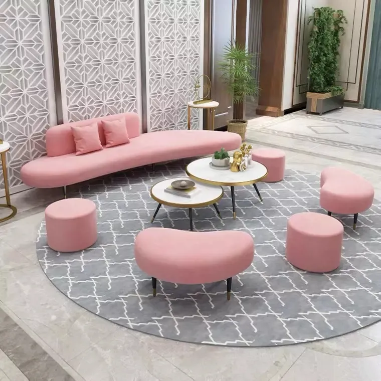 Bộ Sofa Hiện Đại Màu Hồng Đồ Nội Thất Phòng Khách Sang Trọng Thẩm Mỹ Viện Perabot Rumah Phòng Khách Sofa