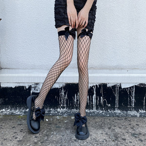 Vente en gros <span class=keywords><strong>de</strong></span> chaussettes sexy à motif solide JK en résille <span class=keywords><strong>pour</strong></span> cuisse, jarretière fine en dentelle avec nœud papillon, longueur au genou, <span class=keywords><strong>bas</strong></span> <span class=keywords><strong>de</strong></span> fille Lolita, compression - Product Image 6