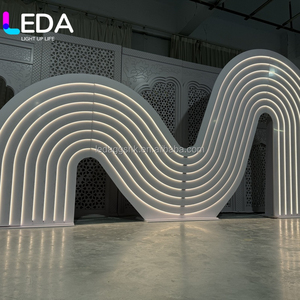 LEDA Party Decoration Supplies Plain White Wedding <b>Backdrop</b> Led Lighted Stage <b>Backdrop</b> Wall With <b>Stand</b> - Product Image 2