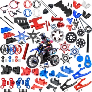 Pièces de rechange pour <span class=keywords><strong>moto</strong></span> RC Promoto MX 1/4 L : Étrier métallique, moyeu de roue, disque, pédale, axe, pince, amortisseur, chaîne, éclairage, couvercle de cadre - Product Image 1
