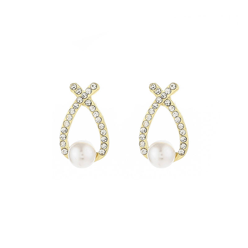 Shop Trendy Gold Crystal Stud Earrings Fast Shipment