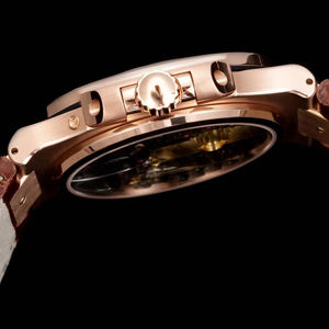 Montre automatique élégante pour homme de qualité supérieure, lunette sertie de diamants, cadran noir vertical, chronographe phase de lune, montre mécanique à bracelet - Product Image 3