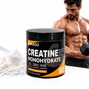 Créatine monohydrate micronisée GOKAGO, poudre instantanée, 100% pure, sans arôme, 5 g par portion, 60 portions, 300 g, unisexe, force accrue - Product Image 1