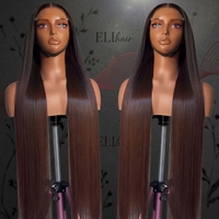 Proveedor de Pelucas de Cabello Vietnamita Natural, Pelucas de Cabello Humano con Frente de Encaje Transparente HD, Color Marrón Ombre, Lisas, Sin Pegamento, para Mujeres Negras