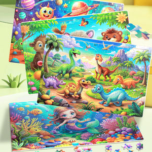 Jeux de société de puzzle en bois personnalisés de 200 pièces avec des animaux de dessin animé, aides pédagogiques, jouets éducatifs pour les enfants, garçons et filles - Product Image 1