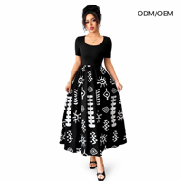 Robe trapèze imprimée style européen et américain pour l'été, jupe longue élégante et ajustée. ODM OEM