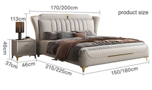 Camas Tapizadas en Cuero Italiano de Fábrica para el Hogar, Hotel, Cama Suave, Muebles de Dormitorio, Cama Moderna King Size - Product Image 2