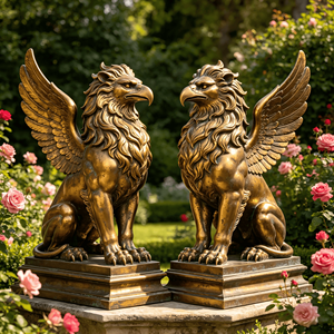 Estatua de grión de bronce para usar como pieza de arte decorativa en el patio; escultura grande. - Product Image 1